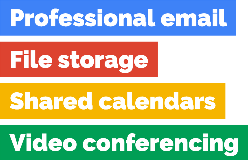 Professional email, file storage, calendars, conferencing and more google-email-file-storage-calendars-video-conferencing